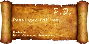 Passinger Dénes névjegykártya